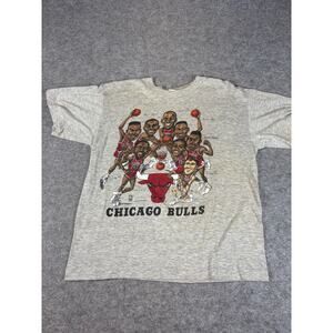VINTAGE 90s Chicago Bulls Shirt Mens Large Gray Slam Dunk Salem Sportswear Tee